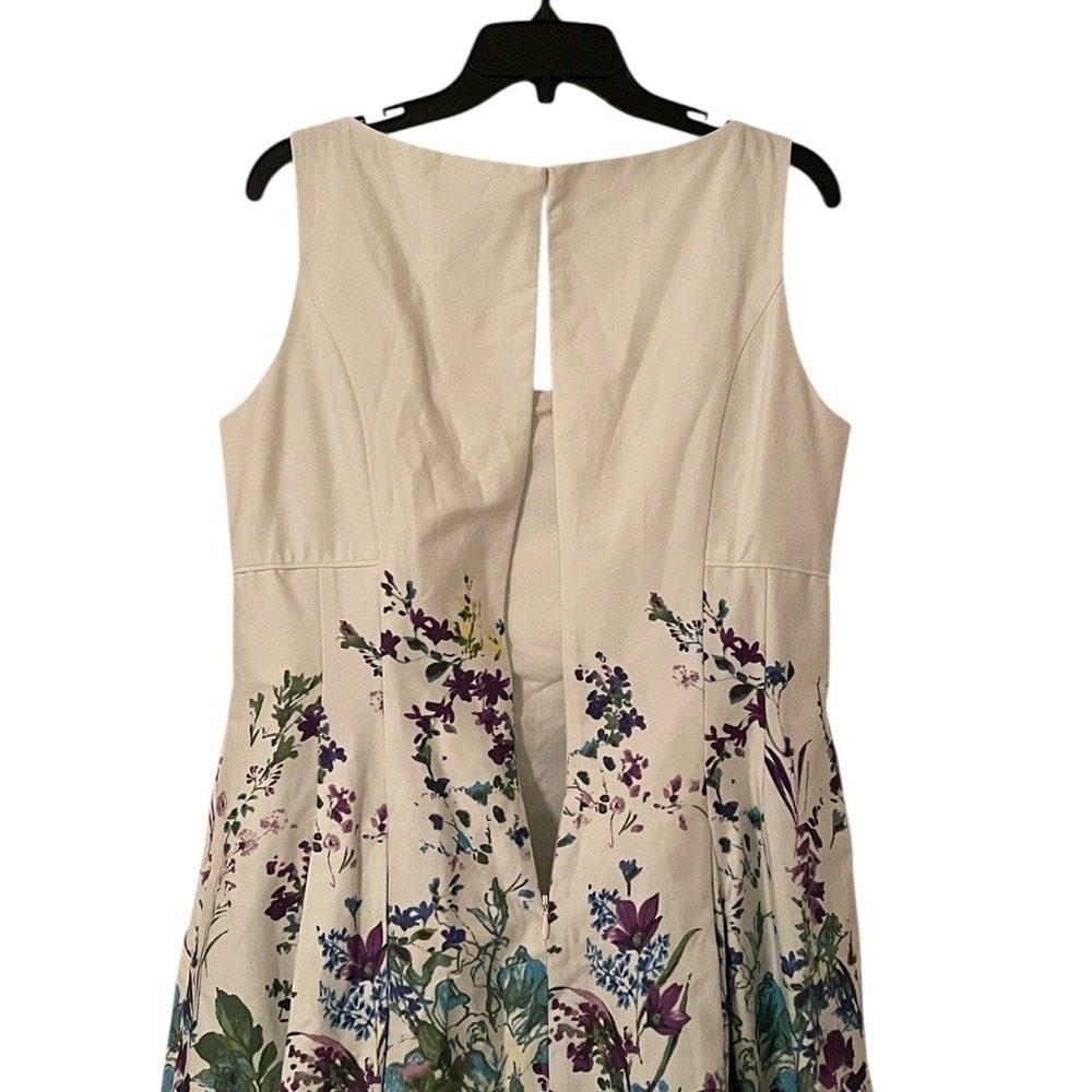 Lauren Ralph Lauren White Multicolor Floral Summer Pleated‎ A-Line Dress Size 12 - Picture 8 of 8